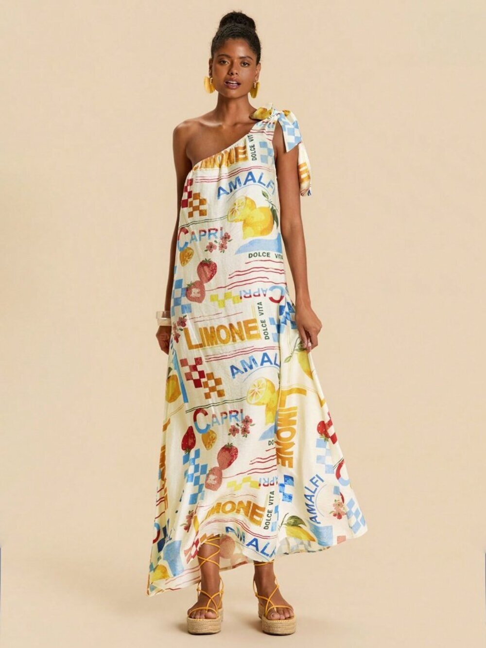 Multicolor Casual Women's Floral Festival One Shoulder maxi Dress - Picture 2 of 7